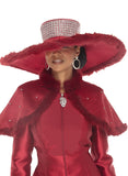 Donna Vinci H12240 red fur trim hat