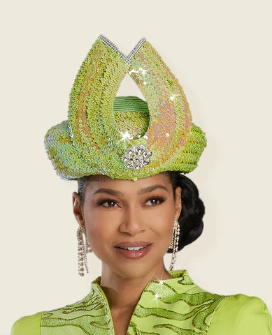 Donna Vinci H5858 lime green hat