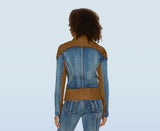 DV Jeans 8482 Faux leather trim denim Jacket