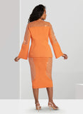 Donna Vinci Knit 13405 nectarine skirt suit