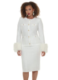 Donna Vinci Knit 13470 off white skirt suit