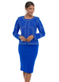 Donna Vinci Knit 13471 royal blue skirt suit