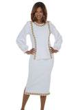 Donna Vinci Knit 13473 off white skirt suit