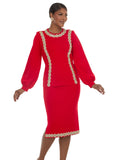 Donna Vinci Knit 13473 red skirt suit