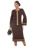 Donna Vinci Knit 13474 brown skirt suit