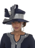 Donna Vinci H13476 navy blue brim hat