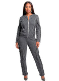 Donna Vinci Sport 21050 grey pearl embellished pant set