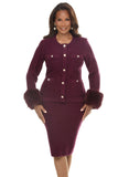 Donna Vinci Knit 13470 plum skirt suit