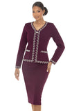 Donna Vinci 13472 plum knit skirt suit