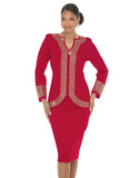 Donna Vinci 13476 red knit skirt suit