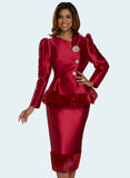 Donna Vinci 12136 red skirt suit