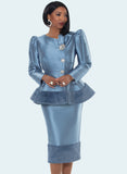 Donna Vinci 12136 dusk blue skirt suit