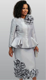 Donna Vinci 12164 silver silk look sirt suit