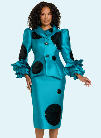 Donna Vinci 12205 dynasty green skirt suit