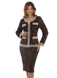 Donna Vinci 12234 chocolate brown skirt suit