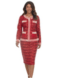 Donna Vinci 12234 red skirt suit