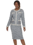 Donna Vinci 12234 Silver skirt suit