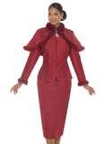 Donna Vinci 12240 burgundy red capelet skirt suit