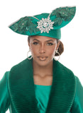 Donna Vinci H12308 green sequin fitted hat