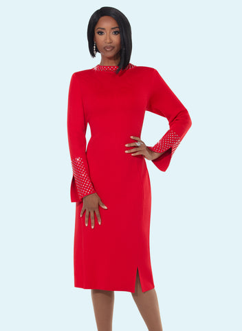 Donna Vinci 13457 Red Knit Dress