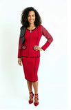 Donna Vinci Knit 13461 red skirt suit