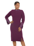 Donna Vinci 13437 plum knit dress