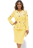 Donna Vinci Knit 13459 canary yellow knit skirt suit