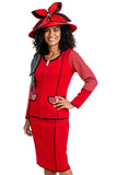 Donna Vinci Knit 13461 red knit skirt suit