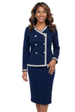 Donna Vinci Knit 13462 navy skirt suit