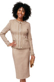 Donna Vinci Knit 13463 beige knit skirt suit