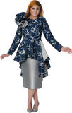 Dorinda Clark 310192 navy blue skirt suit