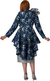 Dorinda Clark 310192 navy blue jacquard skirt suit