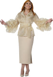 Dorinda Clark 310213 champagne gold organza skirt suit