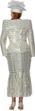 Dorinda Clark 310222 white metallic skirt suit