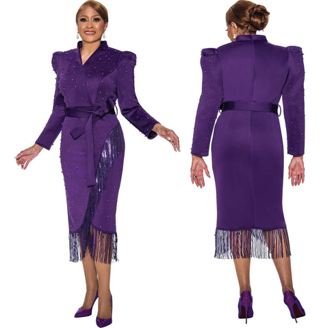 Dorinda Clark 5171 cogic purple embellished dress