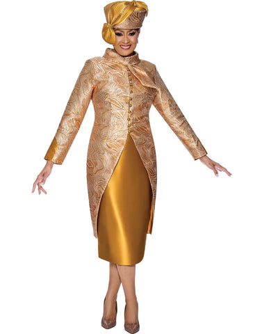 Dorinda Clark 5192 gold jacquard dress