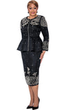 Dorinda Clark 5242 black mesh skirt suit