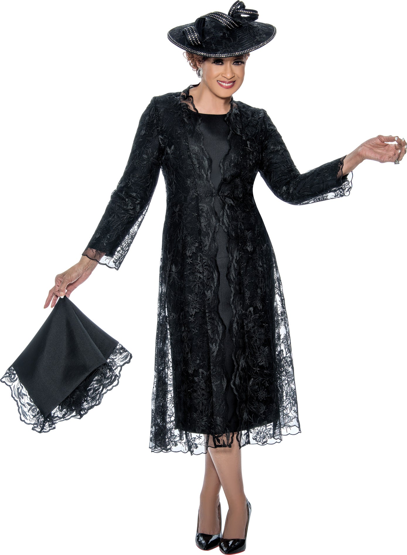 black dress retro style Cato 60's Black Lace Jacket Size M SKU 000137 – Designers On A Dime main image 1