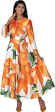 Dresses by Nubiano 100751 orange print maxi dress