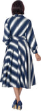 Dresses by Nubiano 101141 navy blue striped maxi dress