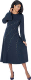Dresses by Nubiano 101251 navy blue midi dress