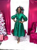 Green Puff Sleeve Dress