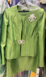 Lily & Taylor 4514 apple green skirt suit