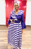 Donna Vinci 12209 purple striped maxi dress