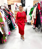 Serafina 6968 red scuba dress