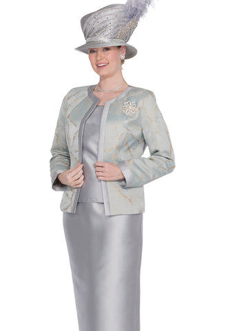 Elite Champagne 5714 silver skirt suit
