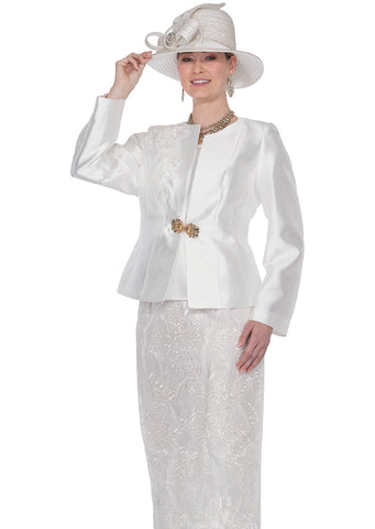 Elite Champagne 5856 white skirt suit