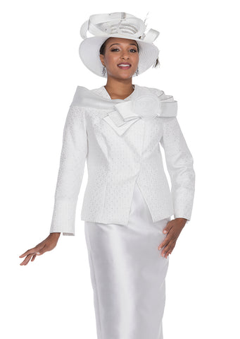 Elite Champagne 5870 white skirt suit