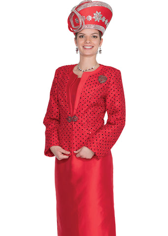 Elite Champagne 5903 red skirt suit