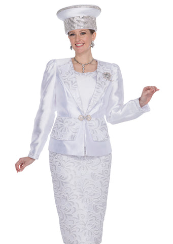 Elite Champagne 5911 white skirt suit